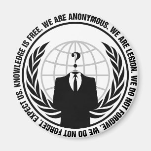 anonymous logo with slogan magnet