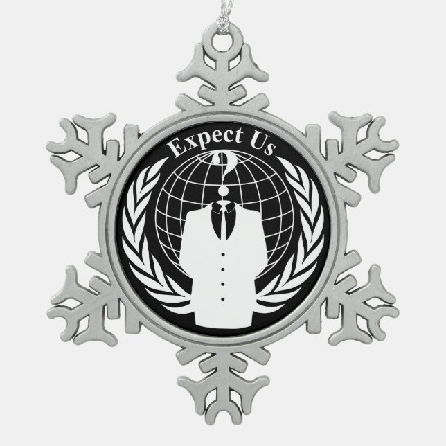 Anonymous seal snowflake pewter christmas ornament (Front)