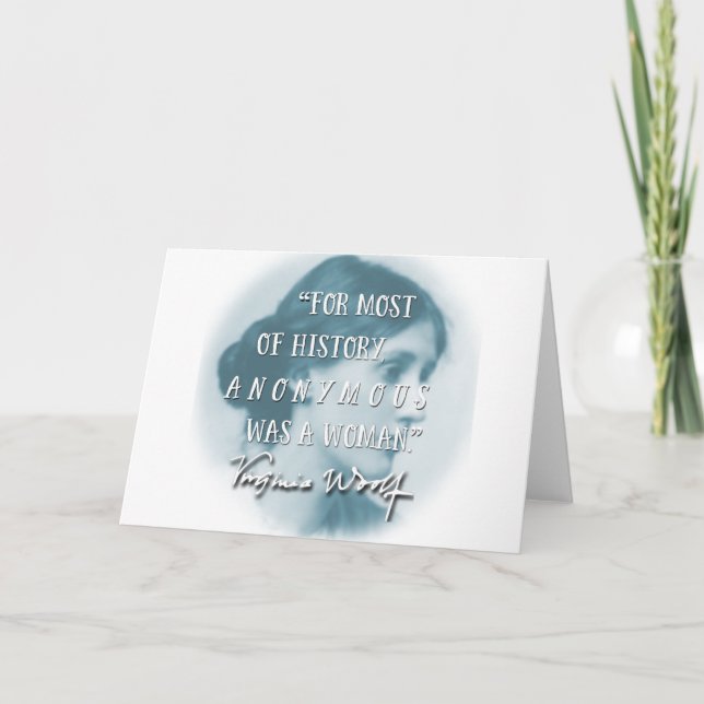 Anonymous Was a Woman ~ Virginia Woolf quote blue Card (Front)