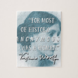 Anonymous Was a Woman ~ Virginia Woolf quote blue Jigsaw Puzzle