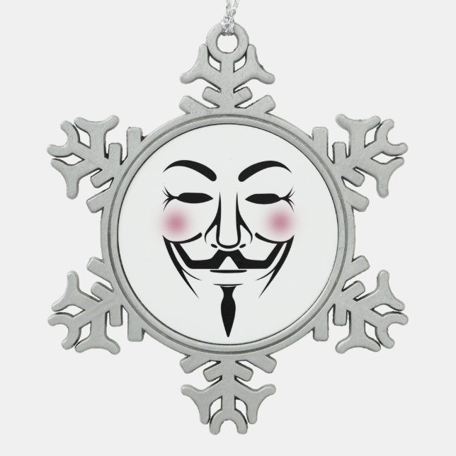 anonymus mask vendetta hacker cyber internet hackt snowflake pewter christmas ornament (Front)