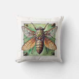 Anoploderomorpha insect study in watercolor and in cushion