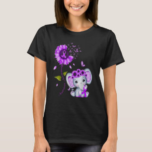 Anorexia Awareness Purple Hippie Sunflower Elephan T-Shirt