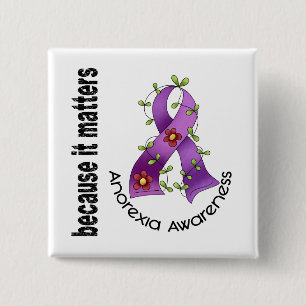 Anorexia Flower Ribbon 3 15 Cm Square Badge