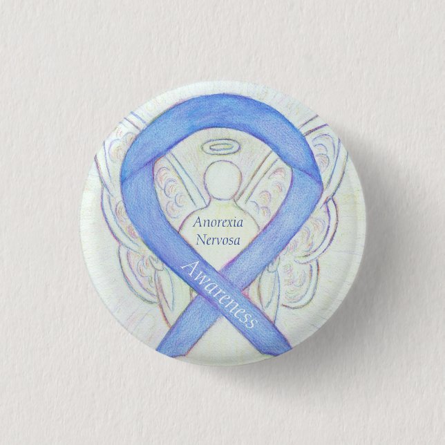 Anorexia Nervosa Awareness Ribbon Angel Custom Pin (Front)