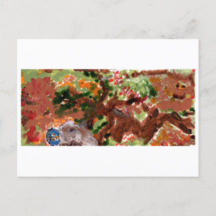 Another blue-faced owl in a tree postcard