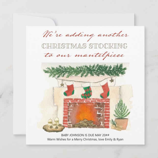 Another Christmas Stocking Photo Pregnancy Announcement (Front)