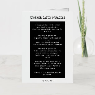 Another day in paradise love poem  foil greeting card