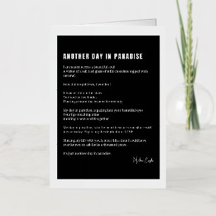 Another day in paradise love poem poetry  foil greeting card