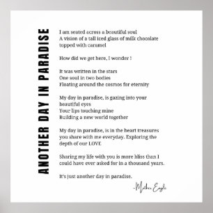 Another day in paradise poem black white wall art 
