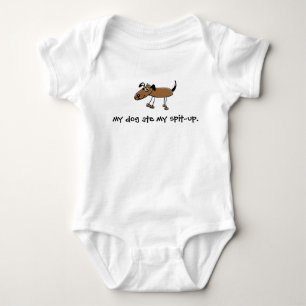 another dog, my dog ate my spit-up. baby bodysuit