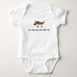 another dog, my dog ate my spit-up. baby bodysuit
