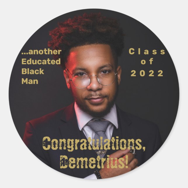Another Educated Black Man 2022 Graduation Photo Classic Round Sticker (Front)