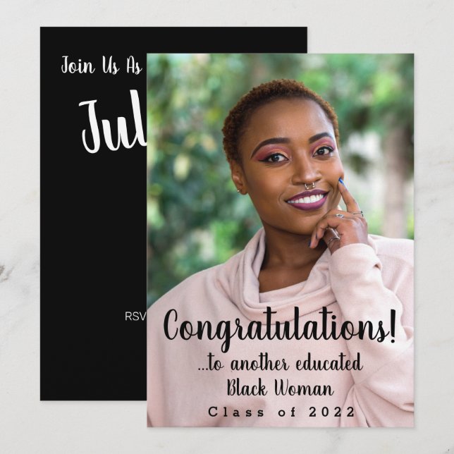 Another Educated Black Woman 2022 Graduation Photo Invitation (Front/Back)