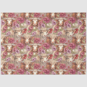 Another Floral Highland Cow Series Design 19 Tissue Paper