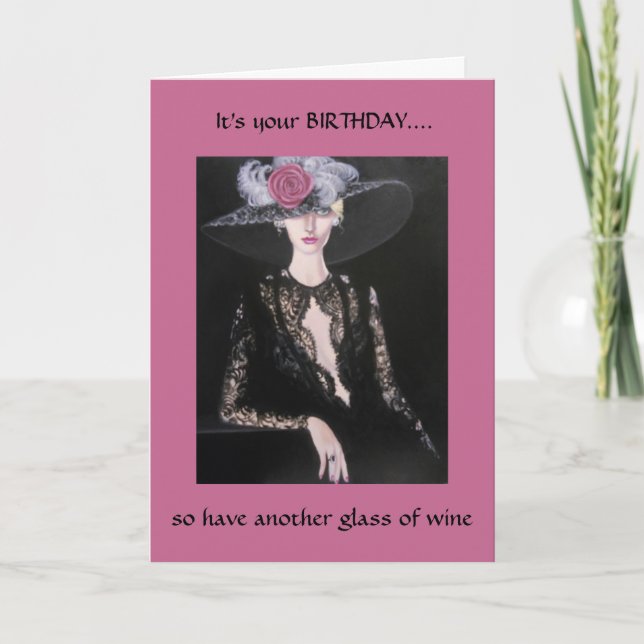 Another glass of wine/ Birthday card (Front)