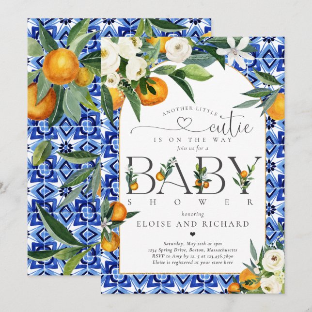 Another Little Cutie is on the Way Baby Shower Invitation (Front/Back)