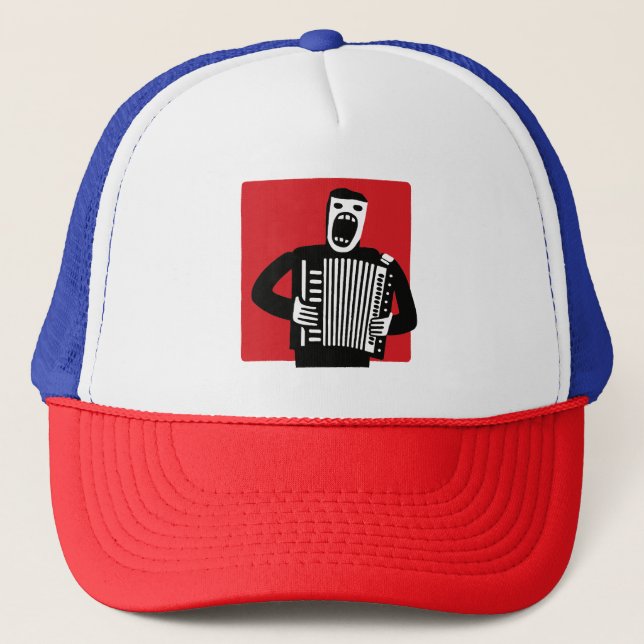 another loudly screaming accordion player trucker hat (Front)