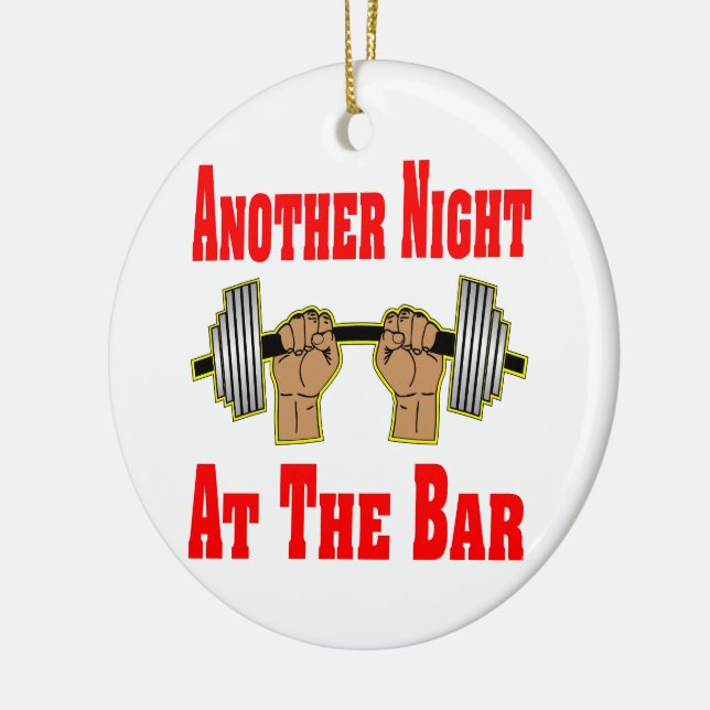Another Night At The Bar Weightlifting #3 Ceramic Tree Decoration (Left)