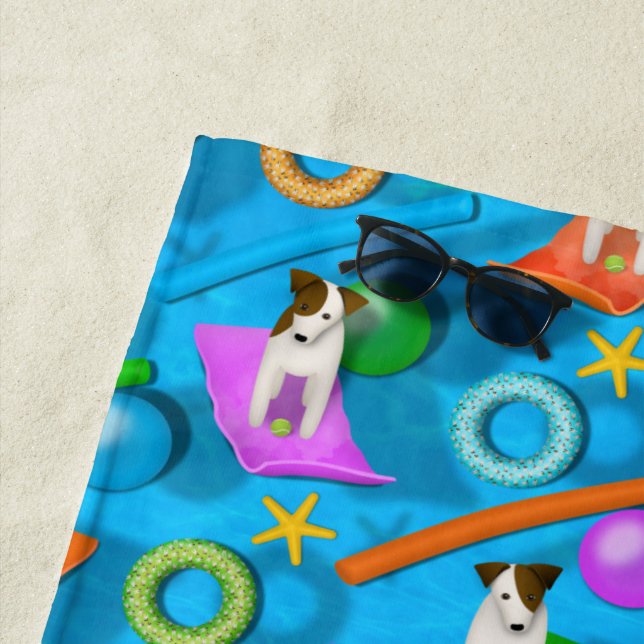 another Parson Jack Russell Terrier pool party Beach Towel (In Situ)