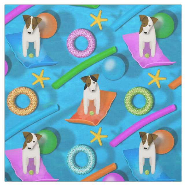 another Parson Jack Russell Terrier pool party Fabric (Swatch)