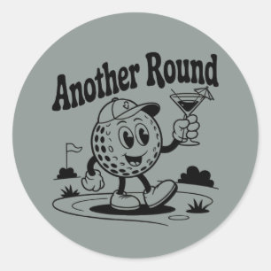 Another Round Golf Lover Sports Golfing Man  Classic Round Sticker