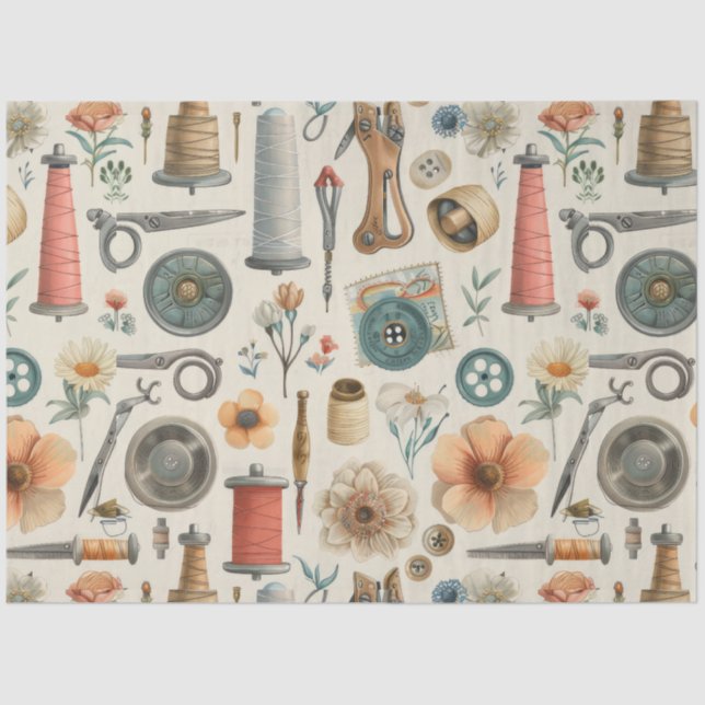 Another Sewing Junk Journal Series Design #1 Tissue Paper (Front)