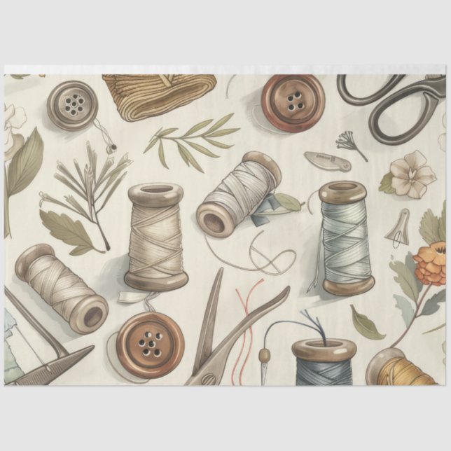 Another Sewing Junk Journal Series Design #4 Tissue Paper (Front)