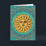 Another Trip Around the Sun Boho Birthday Card<br><div class="desc">Another trip around the sun cool Boho Birthday Card in red,  gold,  and turquoise with retro Hippie style fonts and smiling vintage sun face. The inside text can be edited.</div>