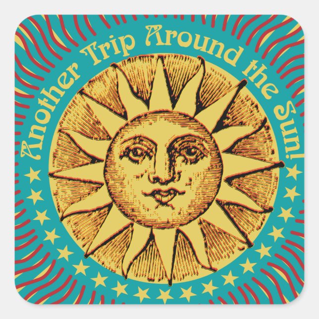 Another Trip Around the Sun Boho Birthday Square Sticker (Front)