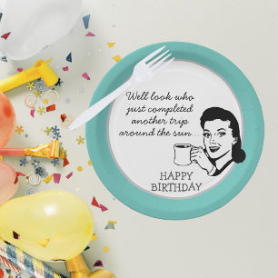 Another Trip Around the Sun Funny Retro Birthday  Paper Plate