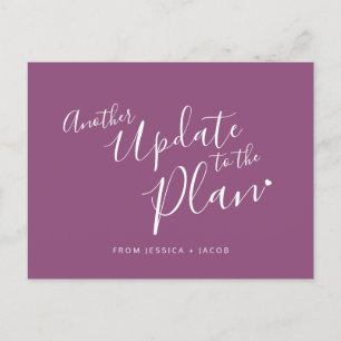 Another update to plan mulberry heart wedding announcement postcard