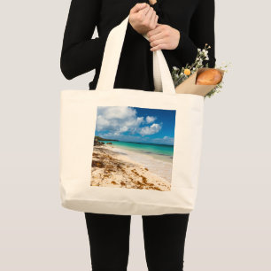 Anse Canot beach on Marie-Galante Large Tote Bag