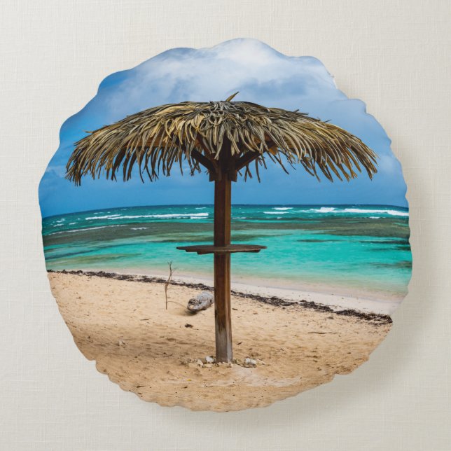 Anse des Rochers beach Round Cushion (Back)
