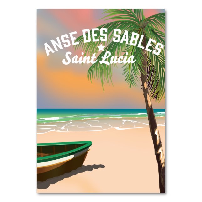 Anse Des Sables Saint Lucia Table Number (Front)