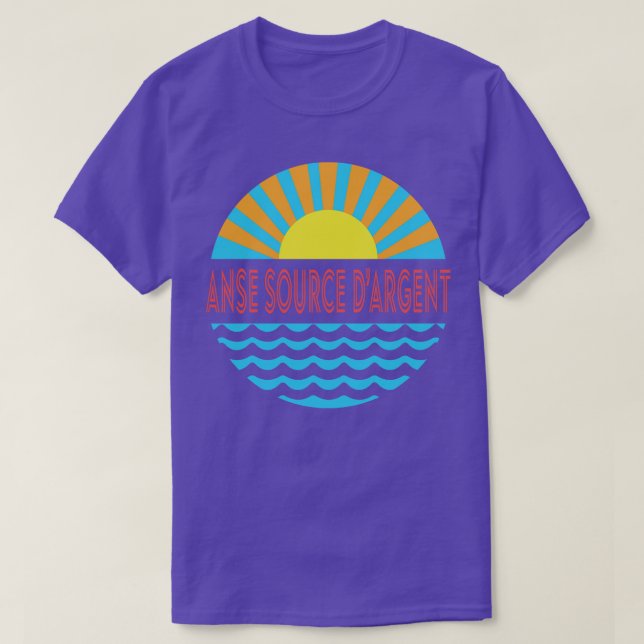 Anse Source DArgent Beach Sun And Waves T-Shirt (Design Front)