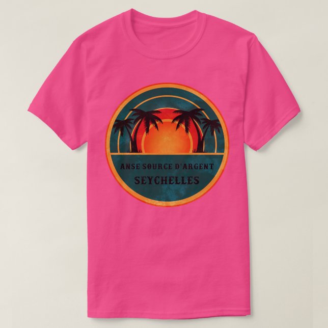 Anse Source DArgent Seychelles Beach Retro Sunset T-Shirt (Design Front)
