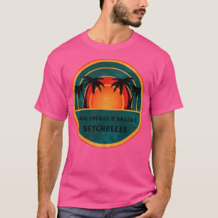 Anse Source DArgent Seychelles Beach Retro Sunset T-Shirt