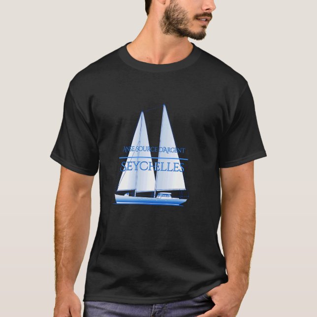 Anse Source d'Argent Seychelles Nautical Sailboat  T-Shirt (Front)