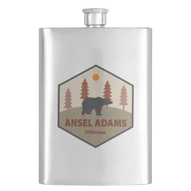 Ansel Adams Wilderness California Bear Hip Flask (Front)