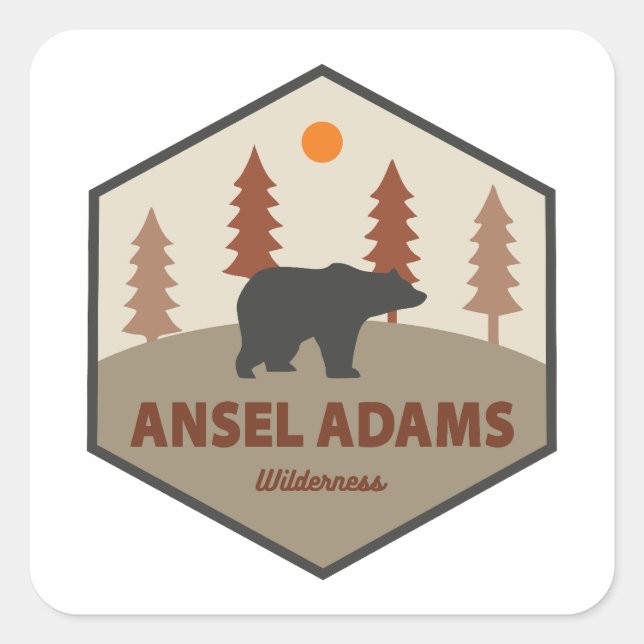 Ansel Adams Wilderness California Bear Square Sticker (Front)