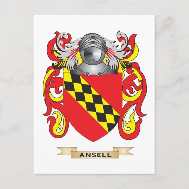 Ansell Coat of Arms (Family Crest) Postcard (Front)