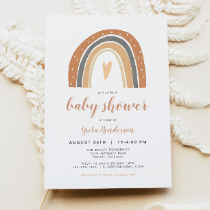 ANSLEY Bohemian Burnt Orange Rainbow Baby Shower Invitation