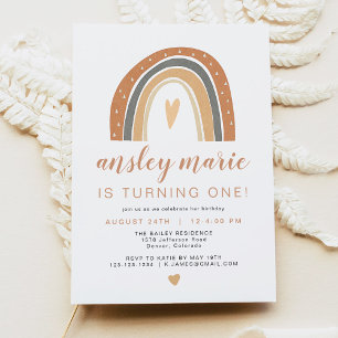 ANSLEY   Boho Burnt Orange Rust Rainbow Birthday Invitation