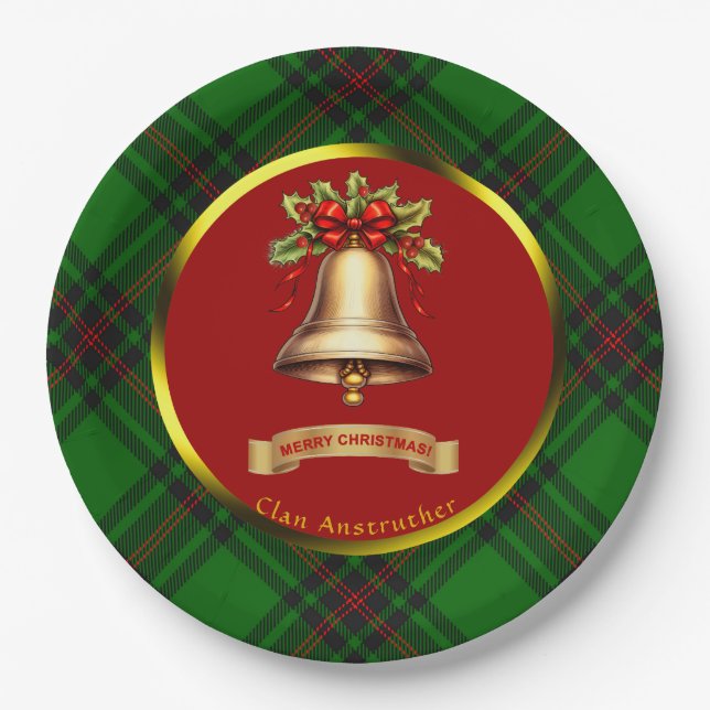 Anstruther Tartan Personalised Christmas Paper Plate (Front)