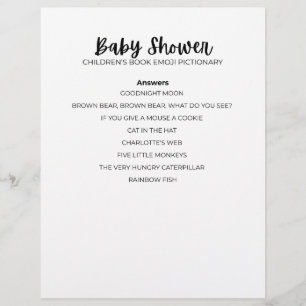 Answer Sheet Baby Shower Emoji Game Answer Sheet Custom Letterhead