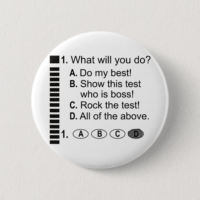 Answer Sheet Rock The Exam School Testing Encourag 6 Cm Round Badge (Front)