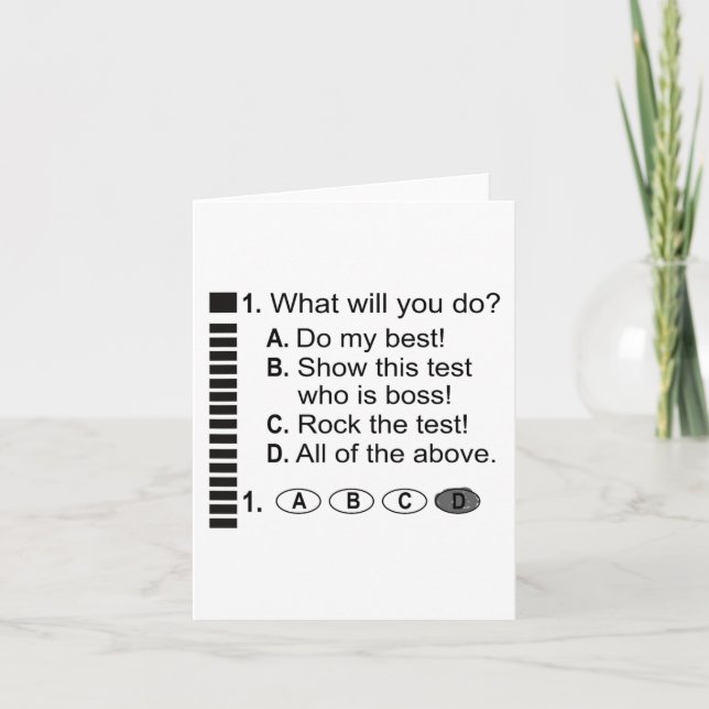 Answer Sheet Rock The Exam School Testing Encourag Card (Front)