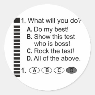 Answer Sheet Rock The Exam School Testing Encourag Classic Round Sticker