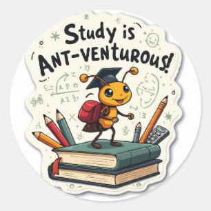 Ant 'Ant-venturous' Pun Die-Cut Motivational Classic Round Sticker